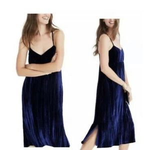 Madewell blue crushed velvet dress